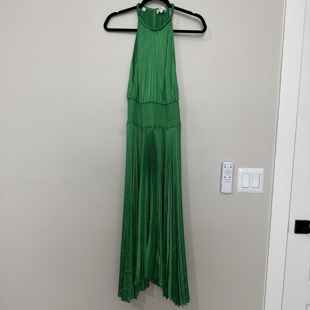 ALC Halter Neck Dress Size 8 Green Pleated - Picture 5 of 9